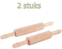 2-delige deegroller - Deegroller - Ongeverfd - Speciale deegroller voor het uitrollen van deeg voor dumplings - 38 cm lang - Houtkleur
