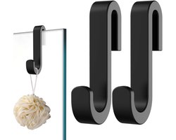 2-delige deurhaak - ophanghaken - handdoekhaakjes - Douchehaak - Voor frameloze glazen douchewanden - Siliconen - Zwart