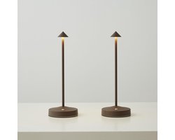 2-delige Draadloze Tafellamp / Nachtlamp, Oplaadbare Draagbare Tafellamp, 3 Helderheidsniveaus Instelbaar Nachtlampje, Minimalistisch Design, Geschikt Voor Woonkamer/eetkamer/romantisch Diner