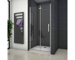 2-delige draaibaar nis douchewand 70x195cm,inklapbaar douchedeur,6mm helder veiligheidsglas