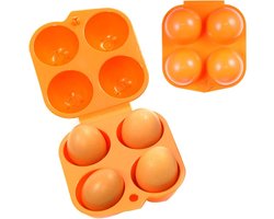 2-delige eierdoos - Draagbare eierdoos - Eierdoos van PP-materiaal voor thuisgebruik - Milieuvriendelijke eierdoos voor kamperen - 4 vakken - Oranje