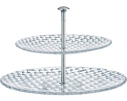 2-delige Etagère in Kristalglas - 32 en 23 cm - Perfect voor Gebak en Snacks