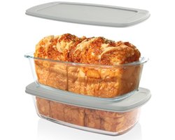 2-delige glazen broodbakvorm met deksel - ovenbestendig, BPA-vrij, ideaal voor brood en cake