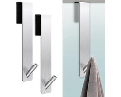 2-delige glazen handdoekhouder voor in de badkamer - RVS haak - Badjashaak - Douchehaak - Frameloze glazen haak - Hoogwaardig roestvrij staal - Boren niet nodig - Geschikt voor douche en slaapkamer - Zilver