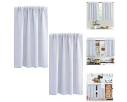 2-delige Gordijnen - Verduisteringsgordijnen - Kledingkastvalances - Keukengordijnen - Polyester deurgordijnen - Ophangstang gordijnen - Effen zonwerende gordijnen - Voor ramen, badkamers, keukens, wasmachines, woonkamers, kasten (76*92cm - Wit)