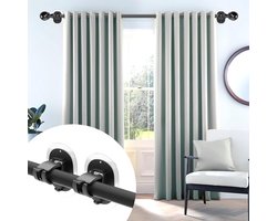 2-delige Gordijnroede Beugels, Boorvrije Gordijnroede Bevestigingen, Zelfklevende Gordijnroede Beugels, Gordijnroede Klembevestigingen, Geschikt Voor Gordijnroedes in Badkamer En Keuken, Zwart