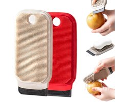 2-delige Groenteborstelset - Keukenborstel - Multifunctionele reinigingsborstel - Siliconen reinigingsborstel - Ophangbaar - Wassen en schrapen in één - Keukengereedschap - Geschikt voor keukengerei en groenten - Grijs, Rood