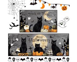 2-delige Halloween Deurmatten Set - Grappige Antislip Vloerkleden voor Binnen en Buiten