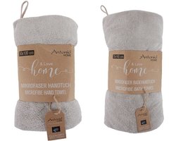 2 Delige handdoeken set - Microvezel handdoek 50x100 cm en 70x140 cm – Zachte sneldrogende handdoek – Beige