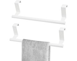 2-delige Handdoekrek zonder boren - Handdoekrek - handdoekrek badkamer - handdoekhouder - handdoekrek keuken - Handdoekrek voor aan de deur - Roestvrij staal - Wit