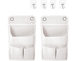 2-delige hangende opbergtas, opvouwbare wandorganizer met 4 haken en een vak, linnen stof, opvouwbare wandtas voor slaapkamer, kantoor, enz.