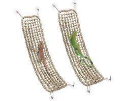 2-Delige Hangmatten voor Reptielen - Natuurlijke Hangmat voor Reptielen - Reptielenhangmat - Handgeweven Zeegras - Verstelbare Klimplaats - Met Zuignappen - Voor Terraria (O.A. Voor Heremietkreeften, Gekko's, Slangen, Leguanen en Amfibieën)