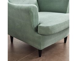 2-delige hoes voor oorfauteuils, fauteuils, fauteuils, effen, jacquard, verdikt, beschermhoes, overtrek, fauteuilhoes, strandmon tijger, stoelhoes met armleuning, hoge rugleuning (matcha-groen)