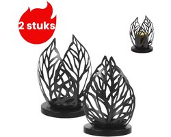 2-delige - IJzeren eettafelkaarsenhouder - Valentijnsdag ornament - Accessoires voor diner bij kaarslicht - Romantische Scandinavische sfeerdecoratie - Zwart