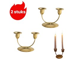 2-delige kandelaar - Romantisch diner bij kaarslicht Creatieve kandelaar - Decoratief ornament - Foto-accessoires voor huwelijksceremonie - Goud