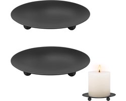 2-delige kandelaarset, stompkaarsen, kandelaars, zwart, metalen kandelaars voor tafeldecoratie, kandelaars, bruiloften, gebed, familiebijeenkomsten en decoratie