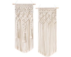 2-delige kanten wanddecoratie - Boheemse stijl decoratie - Chic geweven wandtapijt - Prachtige decoratie voor thuis, slaapkamer en bruiloft - 75 cm (L) x 35 cm (B)