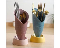 2-delige keukenhulpenhouder en bestekrek - Multifunctionele kunststof opbergmand voor messen, vorken en lepels. Geschikt voor gebruik in de badkamer en woonkamer.