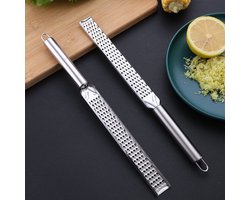 2-delige keukenrasp van 20 cm, citroen-/citrusvruchtenschiller, gember-/knoflookrasp met lange steel, chocoladerasp, kaas-/kruidenrasp, roestvrijstalen keukenrasp