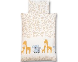 2-delige kinderbeddengoedset met diermotief en geïntegreerde ritssluiting, van 100% katoen (renforcé-kwaliteit), dekbedovertrek 135 x 100 cm en kussensloop 60 x 40 cm (giraf & koala)