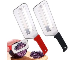 2-delige koolsnijder, roestvrijstalen koolsnijder, multifunctionele groentesnijder, geschikt voor koude koolsalades, gemakkelijk schoon te maken en duurzaam keukengereedschap (zwart + rood)