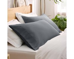 2-delige kussensloopset effen standaard beddengoed gladde zachte kussenslopen - grijs