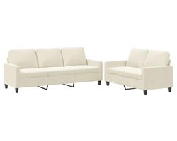 2-delige Lounge set met kussens van fluweel in crème