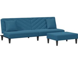 2-delige Loungeset | Tuinset | Tuinmeubelset | Zitset met kussens fluweel blauw