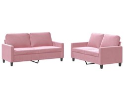 2-delige Loungeset | Tuinset | Tuinmeubelset | Zitset met kussens fluweel roze