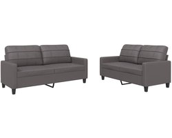 2-delige Loungeset | Tuinset | Tuinmeubelset | Zitset met kussens kunstleer grijs