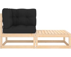 2-delige Loungeset | Tuinset | Tuinmeubelset | Zitset met kussens massief grenenhout