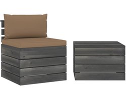 2-delige Loungeset | Tuinset | Tuinmeubelset | Zitset met kussens pallet massief grenenhout