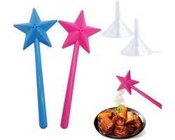 2-delige Magic Spice Shaker Set, toverstaf zout- en peperstrooiers, hervulbare Magic Spice Sticks, Star Stick met gaten, Spice Shaker voor keuken, kamperen, reizen (blauw + roze)