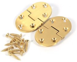 2-delige Messing Butler Lade Scharnier 2-1/2" x 1-1/2" met Ronde Rand en Schroeven voor Meubels, Tafels en Kasten