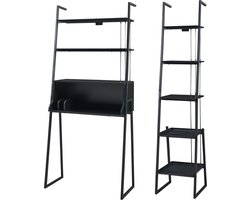 2-delige meubelset Storfjord staand rek en bureau zwart set 3 [en.casa]