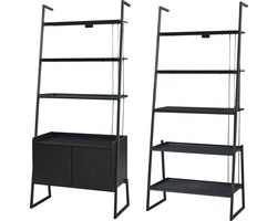 2-delige meubelset Storfjord staand rek en open kast zwart set 5 [en.casa]