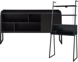 2-delige meubelset Storfjord TV meubel en bureau zwart set 4 [en.casa]
