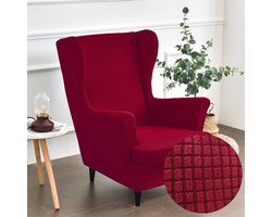 2-delige oorfauteuilhoes, fauteuilovertrekken, oorfauteuils, effen, jacquard, dikke beschermhoezen, stoelhoes, strandmon, tijger, stoelhoes met armleuning, hoge rugleuning (rood)
