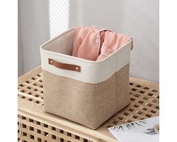 2-Delige Opslagmand, Opvouwbare Opslagmand, Kubusopslagkist, Opslagmand, Lederen Handvat Voor Het Organiseren Van Speelgoed, Kleding, Kinderen En Kasten