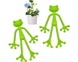 2-delige plantenklimbevestigingsclip, schattige kikker, groene plantenhouder voor beplanting, bevestiging en tuindecoratie binnen en buiten, groot