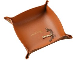 2-delige PU Leren Opbergschalen - Oranje Opbergbakjes met Drukknoop voor Sieraden, Sleutels en Munten