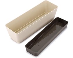 2-delige rechthoekige plantenbakken, 30 cm watergeefbakken met drainagegaten, vensterbankplantenbakken met schaal voor vetplanten, bloemen en kruiden