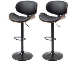 2-delige set barstoelen, keukenstoelen, zitstoelen, draaistoelen met voetensteun, stoelen, eetstoelen, barstoelen, hoogte verstelbaar, geschikt voor keuken, eetkamer, bar, 53 x 52 x 92-112 cm, zwart, staal