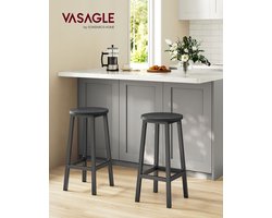 2-delige set barstoelen - krukken - hoge stoelen - spaanplaat en staal - draagvermogen 100 kg - 32 cm x 65 cm - ebbenhout zwart - klassiek zwart