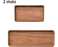 2-delige set - Dinerborden - Snackborden - Dessertborden, Sushiborden, Broodborden - Grote en kleine maten - Houtkleur