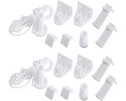 2-delige set houders voor rolgordijn - 17 mm rolgordijn houder raam zonder boren - met rolketting en rolbeslag - reserveonderdelen voor verduisteringsrolgordijn en rolgordijn met zijkoord - dubbel