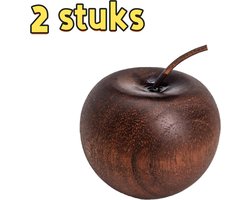 2-delige set houten decoratie met appelgeur - Houten woondecoratie - Individueel verpakt - Geschikt voor creatieve landelijke stijl kantoren, badkamers, hotels, klinieken, restaurants en reislocaties - 4,5*4,5*3,8 cm - Ebbenhoutkleur