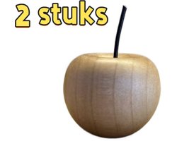 2-delige set houten decoratie met appelgeur - Houten woondecoratie - Individueel verpakt - Geschikt voor creatieve landelijke stijl kantoren, badkamers, klinieken, restaurants en reislocaties - 4,5*4,5*3,8 cm - Natuurlijke groene appelkleur