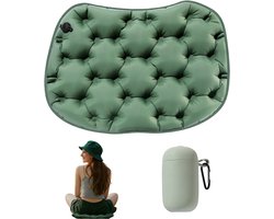 2-delige set Opblaasbaar zitkussen - Lichtgewicht en draagbaar met ingebouwde luchtpomp - Opblaasbaar kussen - Waterdicht stadionzitkussen - 36*28*5 cm - Geschikt voor reizen, kamperen, wandelen en buitenactiviteiten - Groen