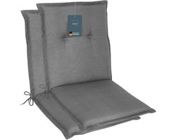 2-Delige Set Tuinstoelkussens voor Lage Leuning - Comfortabel Zitkussen voor Buitenmeubels - Middengrijs